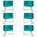 Kit 6 Poltronas Decorativa Sala de Estar Luana Base Gold Suede Azul Turquesa - Montanaris Decor
