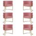 Kit 6 Poltronas Decorativa Sala de Estar Luana Base Gold Suede Rosa - Montanaris Decor