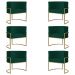 Kit 6 Poltronas Decorativa Sala de Estar Luana Base Gold Suede Verde - Montanaris Decor