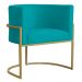 Poltrona Decorativa Sala de Estar Luana Base Gold Suede Azul Turquesa - Montanaris Decor