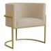 Poltrona Decorativa Sala de Estar Luana Base Gold Suede Bege - Montanaris Decor