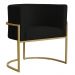 Poltrona Decorativa Sala de Estar Luana Base Gold Suede Preto - Montanaris Decor