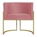 Poltrona Decorativa Sala de Estar Luana Base Gold Suede Rosa - Montanaris Decor