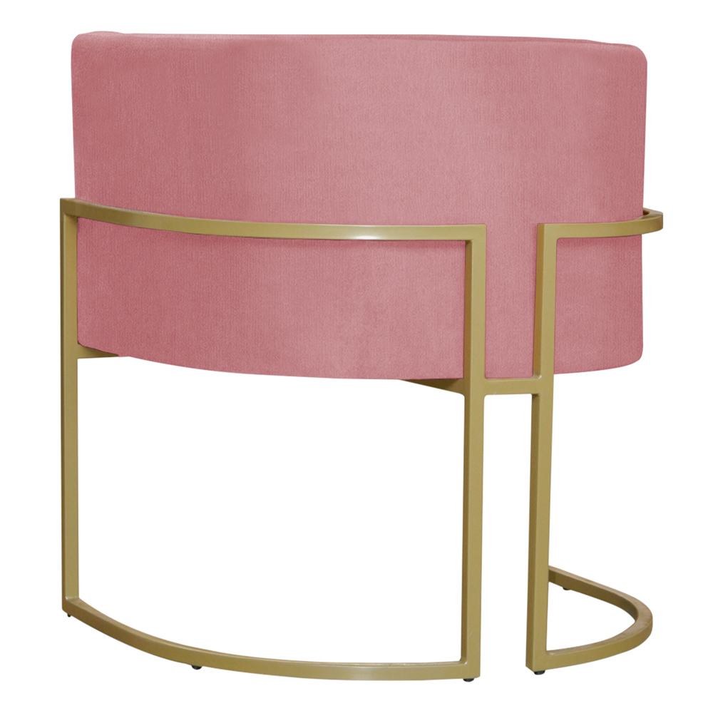Poltrona Decorativa Sala de Estar Luana Base Gold Suede Rosa - Montanaris Decor