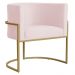 Poltrona Decorativa Sala de Estar Luana Base Gold Suede Rosa Claro - Montanaris Decor
