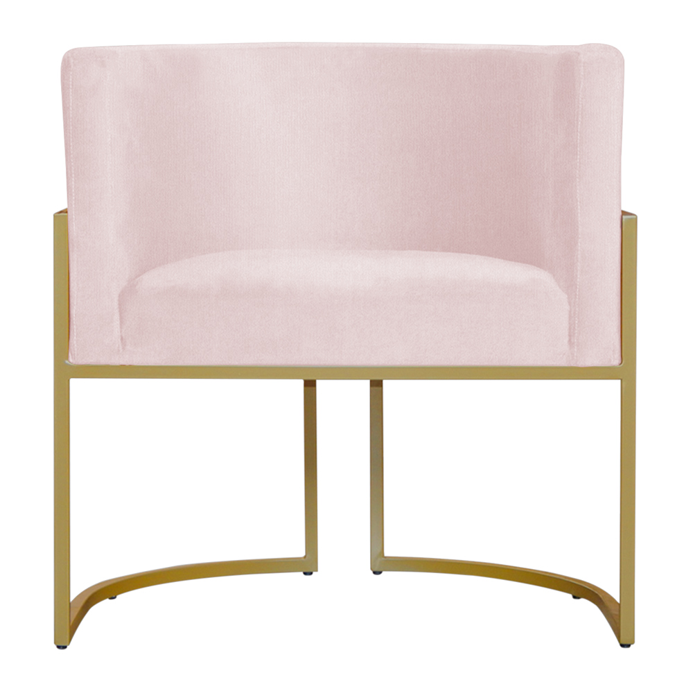 Poltrona Decorativa Sala de Estar Luana Base Gold Suede Rosa Claro - Montanaris Decor