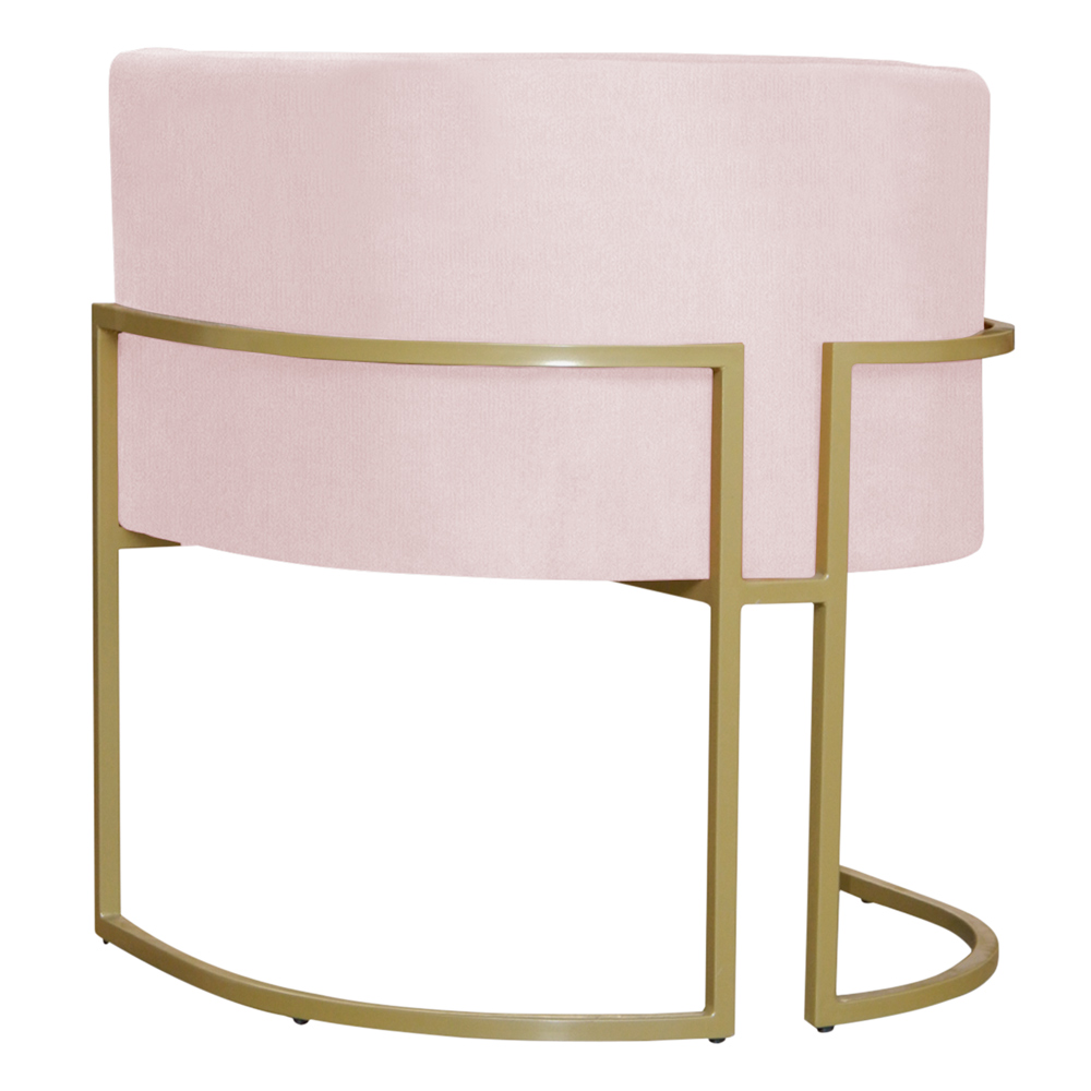 Poltrona Decorativa Sala de Estar Luana Base Gold Suede Rosa Claro - Montanaris Decor