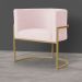 Poltrona Decorativa Sala de Estar Luana Base Gold Suede Rosa Claro - Montanaris Decor