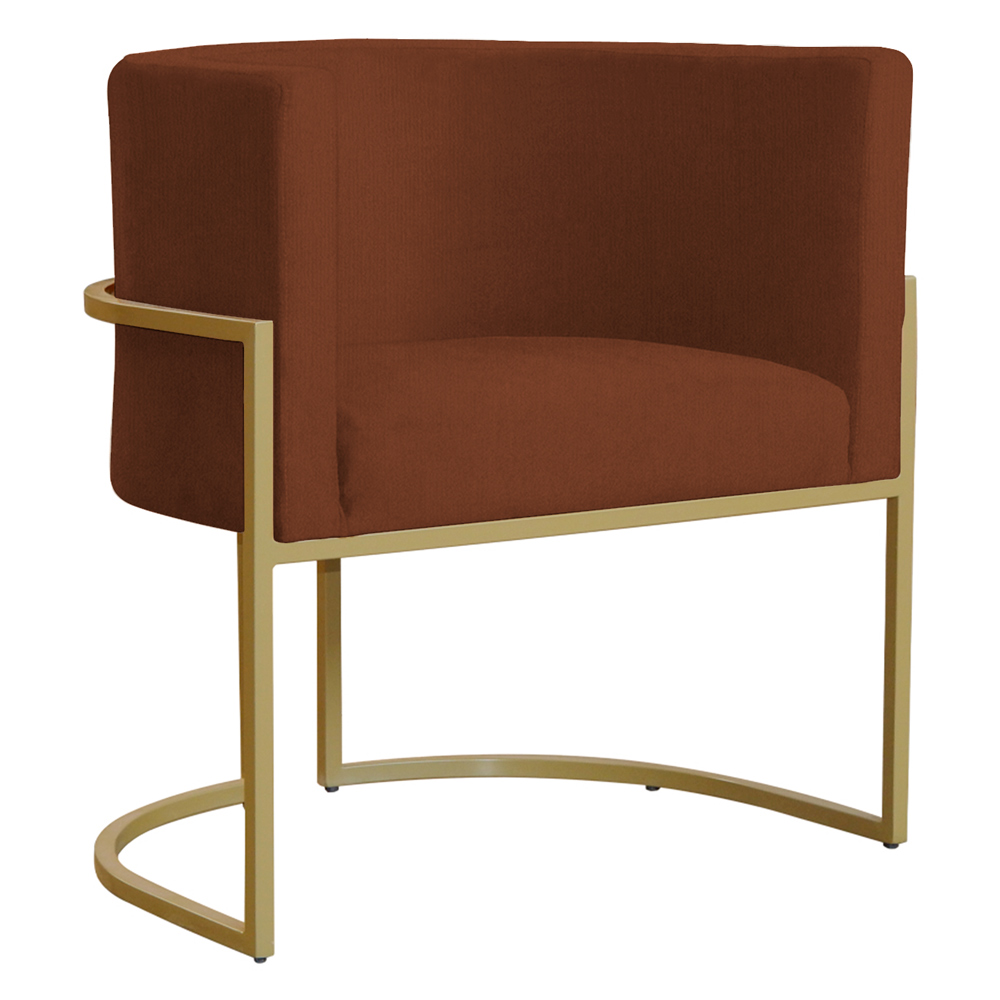 Poltrona Decorativa Sala de Estar Luana Base Gold Suede Terracota - Montanaris Decor