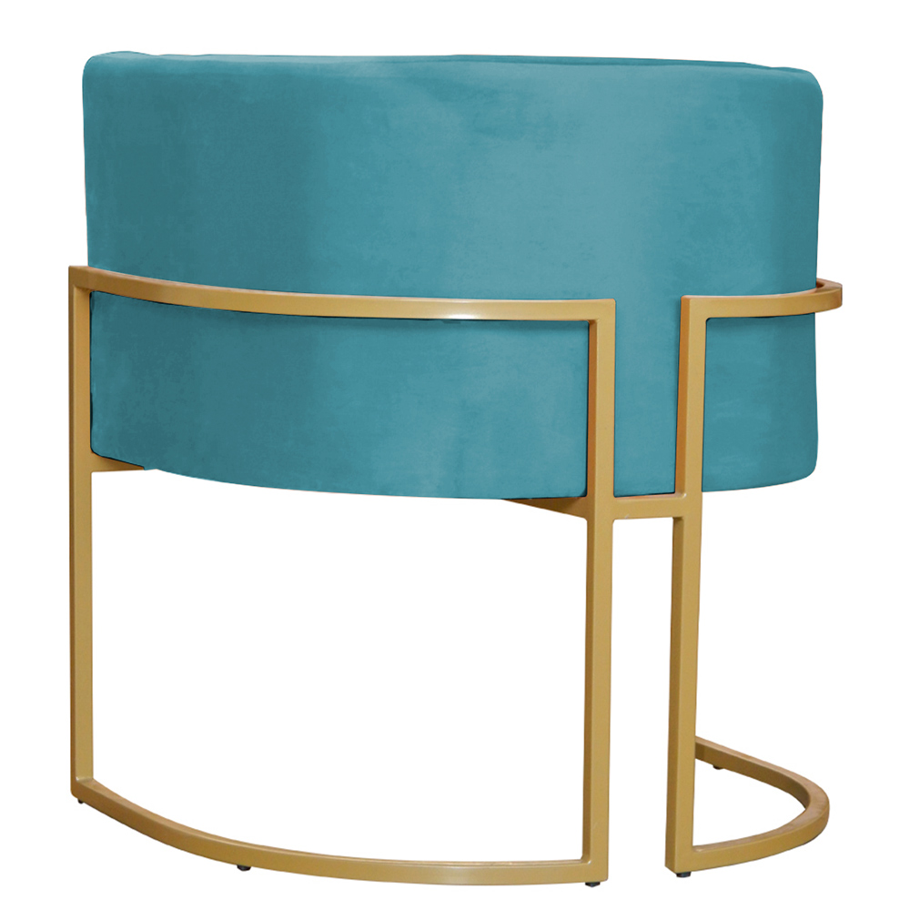 Poltrona Decorativa Sala de Estar Luana Base Gold Veludo Azul Turquesa - Montanaris Decor