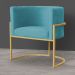 Poltrona Decorativa Sala de Estar Luana Base Gold Veludo Azul Turquesa - Montanaris Decor