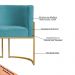 Poltrona Decorativa Sala de Estar Luana Base Gold Veludo Azul Turquesa - Montanaris Decor