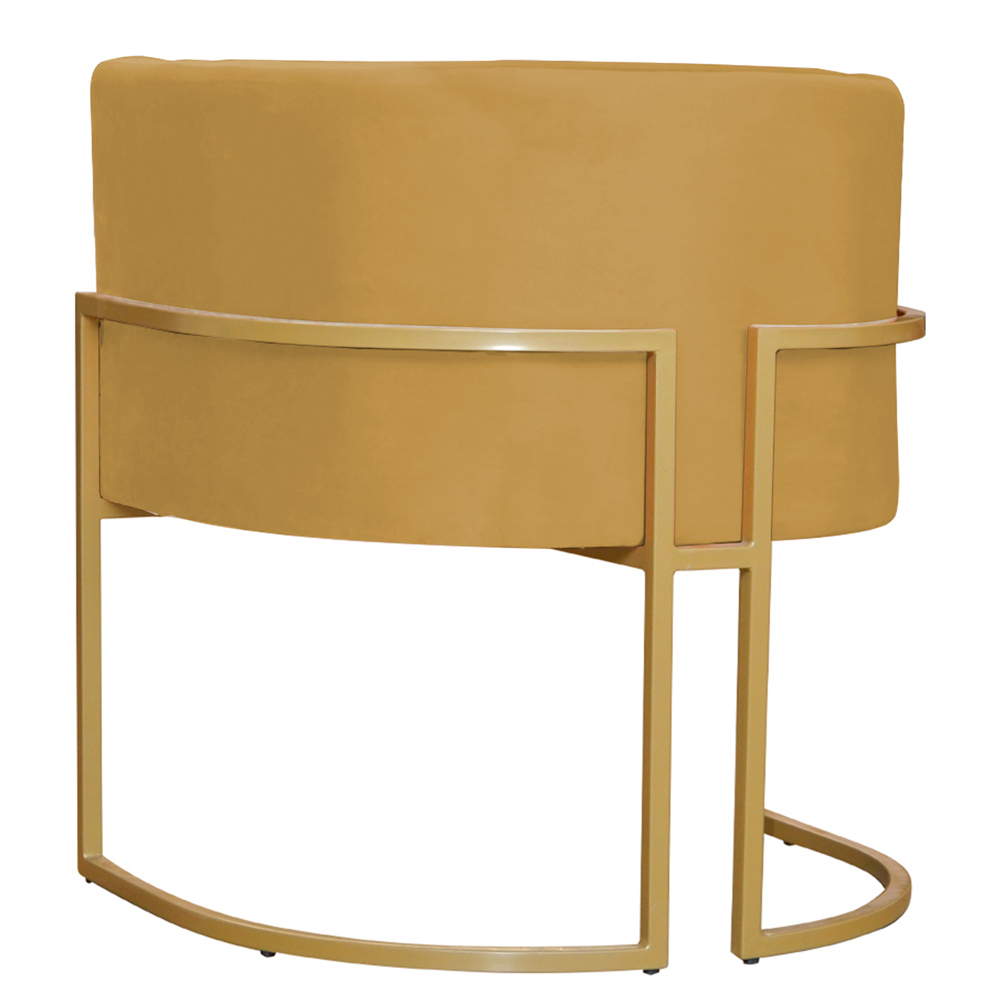 Poltrona Decorativa Sala de Estar Luana Base Gold Veludo Mostarda - Montanaris Decor