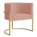 Poltrona Decorativa Sala de Estar Luana Base Gold Veludo Rosa - Montanaris Decor