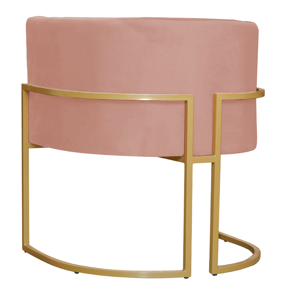 Poltrona Decorativa Sala de Estar Luana Base Gold Veludo Rosa - Montanaris Decor