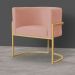 Poltrona Decorativa Sala de Estar Luana Base Gold Veludo Rosa - Montanaris Decor