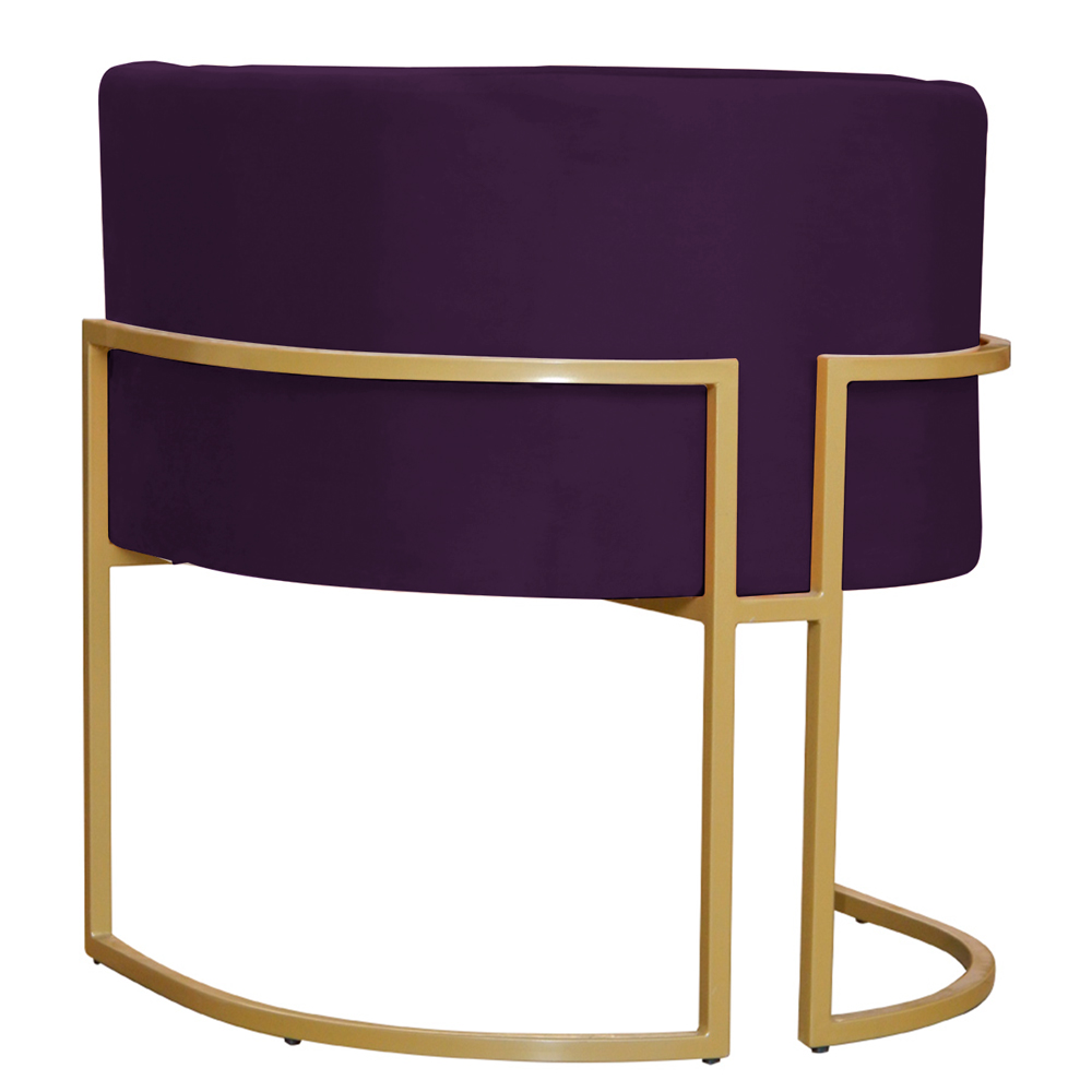 Poltrona Decorativa Sala de Estar Luana Base Gold Veludo Roxo - Montanaris Decor