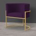 Poltrona Decorativa Sala de Estar Luana Base Gold Veludo Roxo - Montanaris Decor