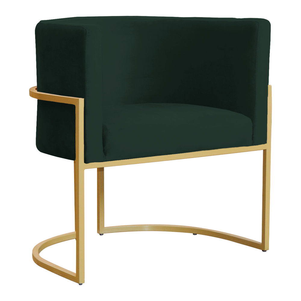 Poltrona Decorativa Sala de Estar Luana Base Gold Veludo Verde - Montanaris Decor