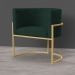 Poltrona Decorativa Sala de Estar Luana Base Gold Veludo Verde - Montanaris Decor