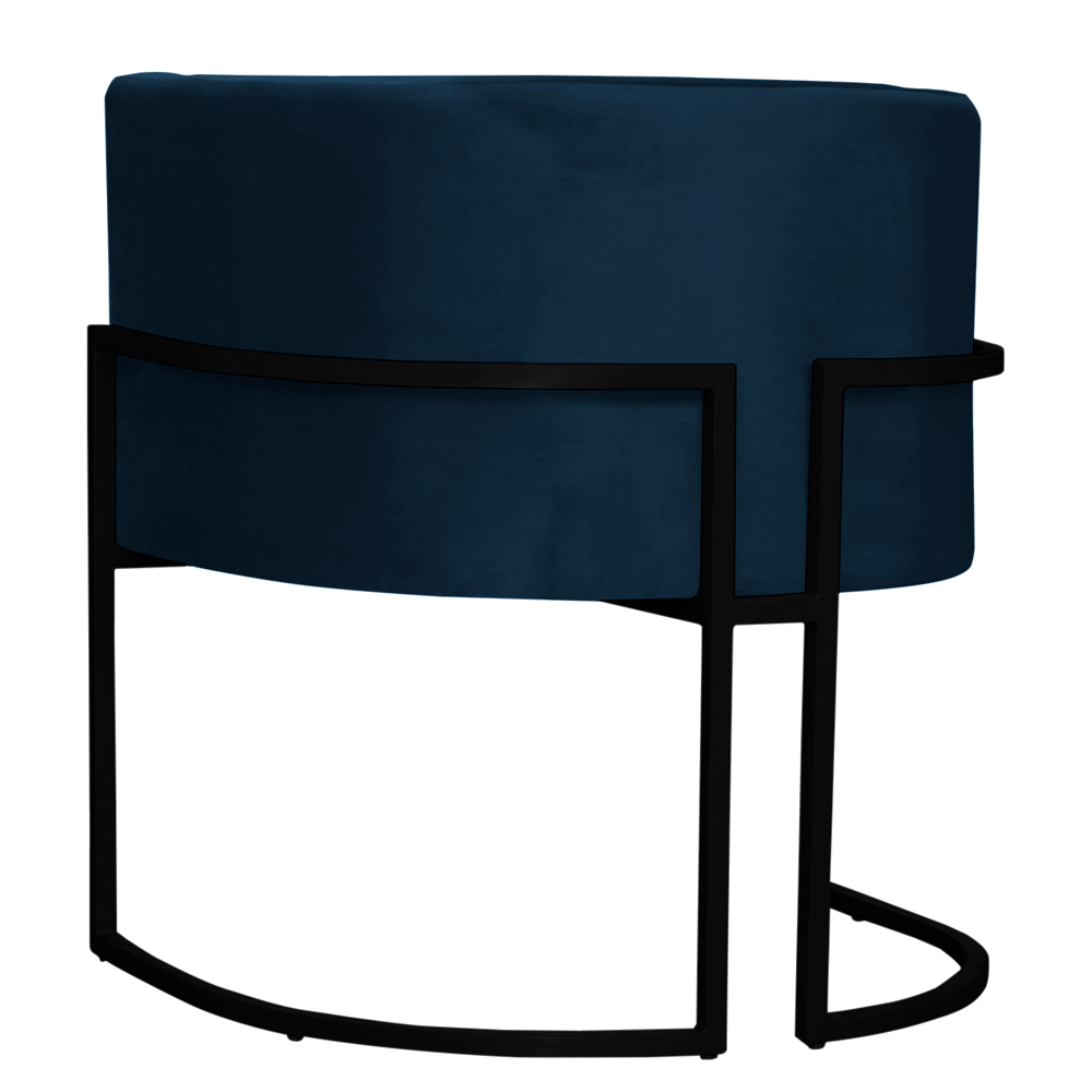 Poltrona Decorativa Sala de Estar Luana Base Preta Veludo Azul Marinho - Montanaris Decor