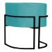Poltrona Decorativa Sala de Estar Luana Base Preta Veludo Azul Turquesa - Montanaris Decor