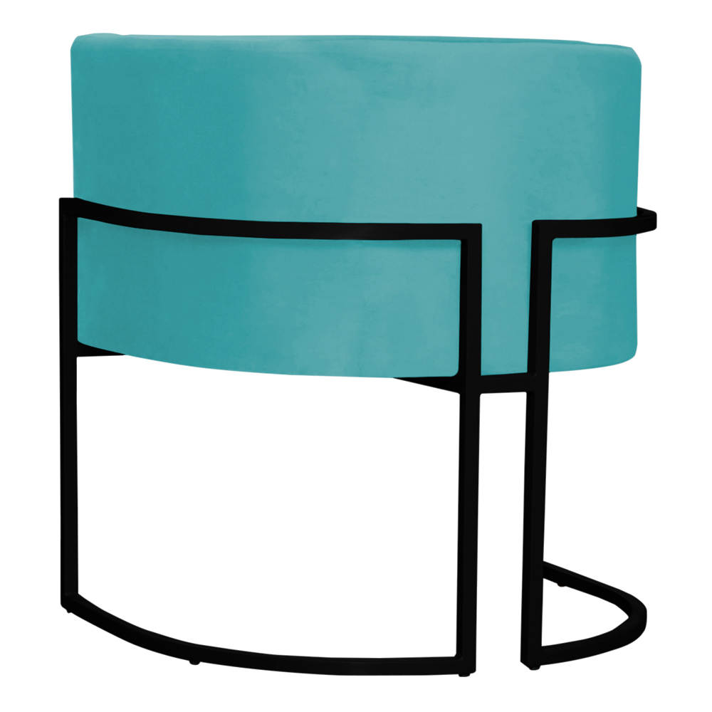 Poltrona Decorativa Sala de Estar Luana Base Preta Veludo Azul Turquesa - Montanaris Decor