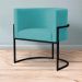 Poltrona Decorativa Sala de Estar Luana Base Preta Veludo Azul Turquesa - Montanaris Decor