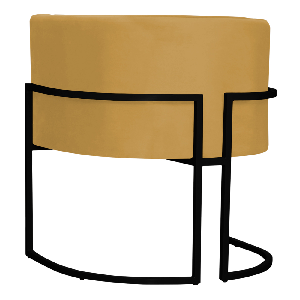 Poltrona Decorativa Sala de Estar Luana Base Preta Veludo Mostarda - Montanaris Decor