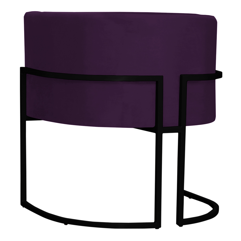 Poltrona Decorativa Sala de Estar Luana Base Preta Veludo Roxo - Montanaris Decor