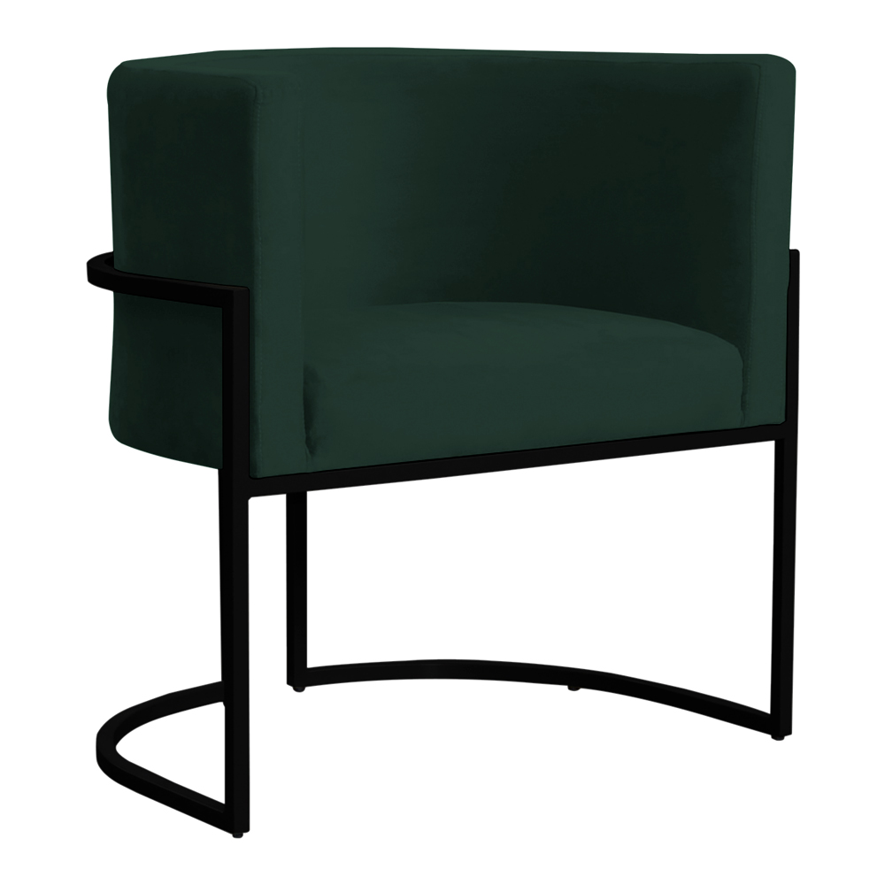 Poltrona Decorativa Sala de Estar Luana Base Preta Veludo Verde - Montanaris Decor