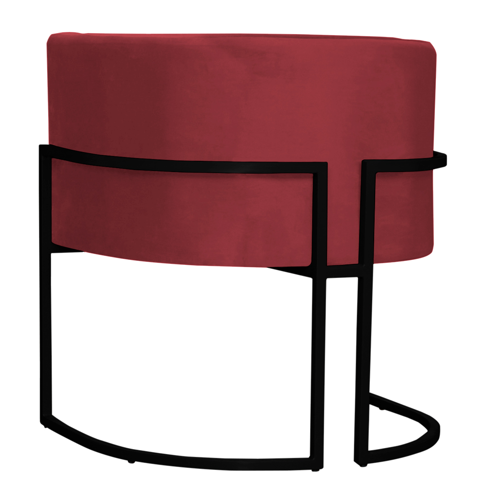 Poltrona Decorativa Sala de Estar Luana Base Preta Veludo Vermelho - Montanaris Decor