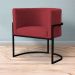 Poltrona Decorativa Sala de Estar Luana Base Preta Veludo Vermelho - Montanaris Decor
