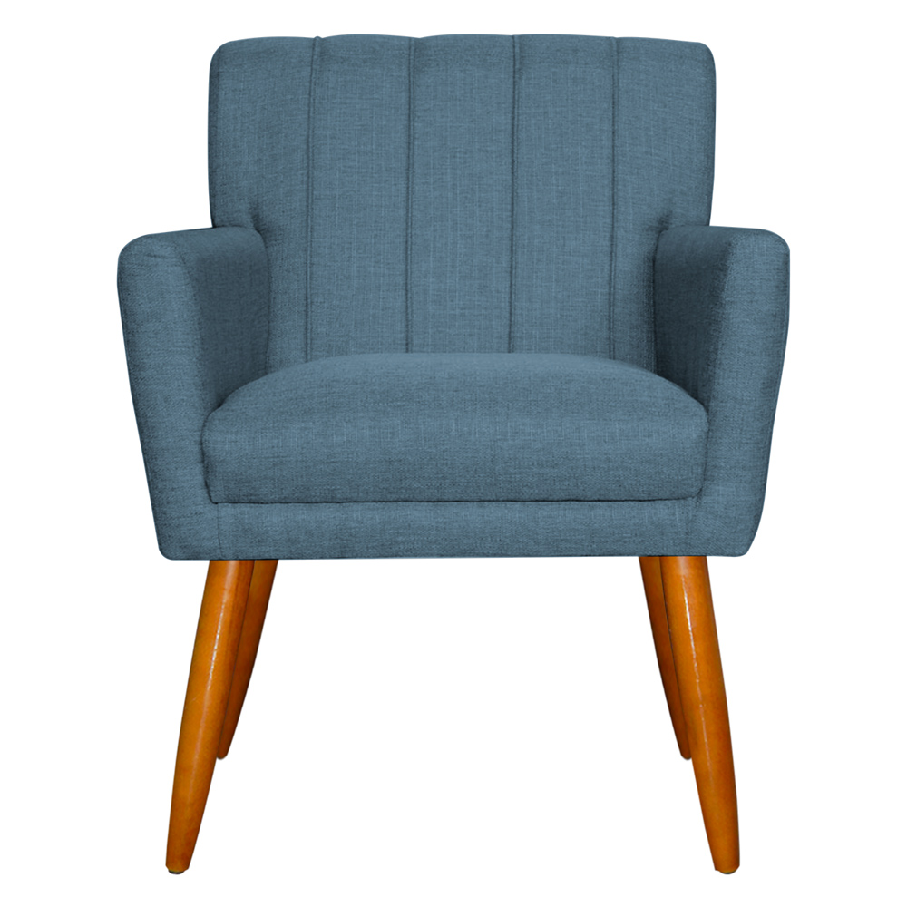 Poltrona Decorativa para Sala de Estar Cecília Linho Azul - Montanaris Decor
