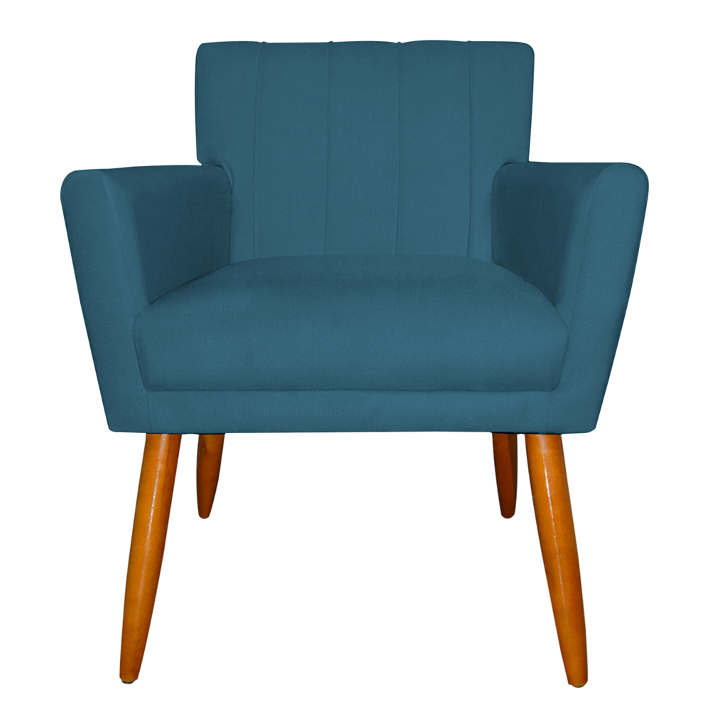 Poltrona Decorativa para Sala de Estar Cecília Suede Azul - Montanaris Decor