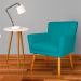 Poltrona Decorativa para Sala de Estar Cecília Suede Azul Turquesa - Montanaris Decor