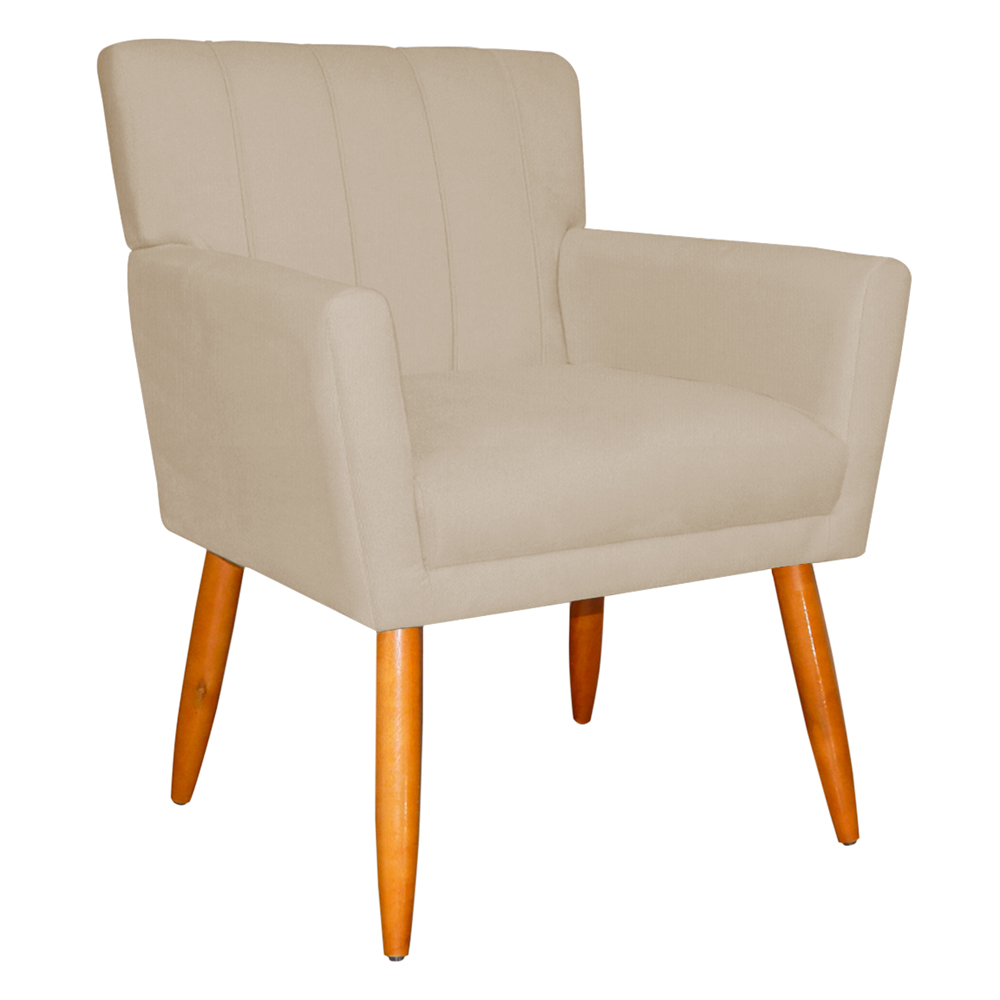 Poltrona Decorativa para Sala de Estar Cecília Suede Bege - Montanaris Decor