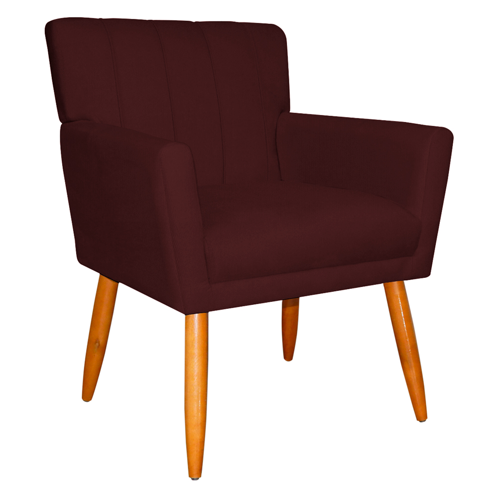Poltrona Decorativa para Sala de Estar Cecília Suede Bordô - Montanaris Decor