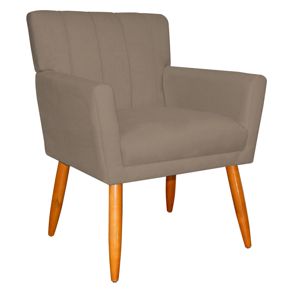 Poltrona Decorativa para Sala de Estar Cecília Suede Cappuccino - Montanaris Decor