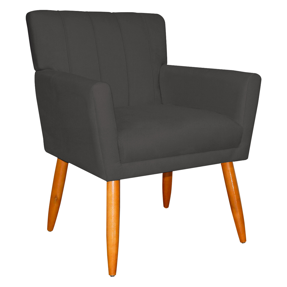 Poltrona Decorativa para Sala de Estar Cecília Suede Cinza - Montanaris Decor