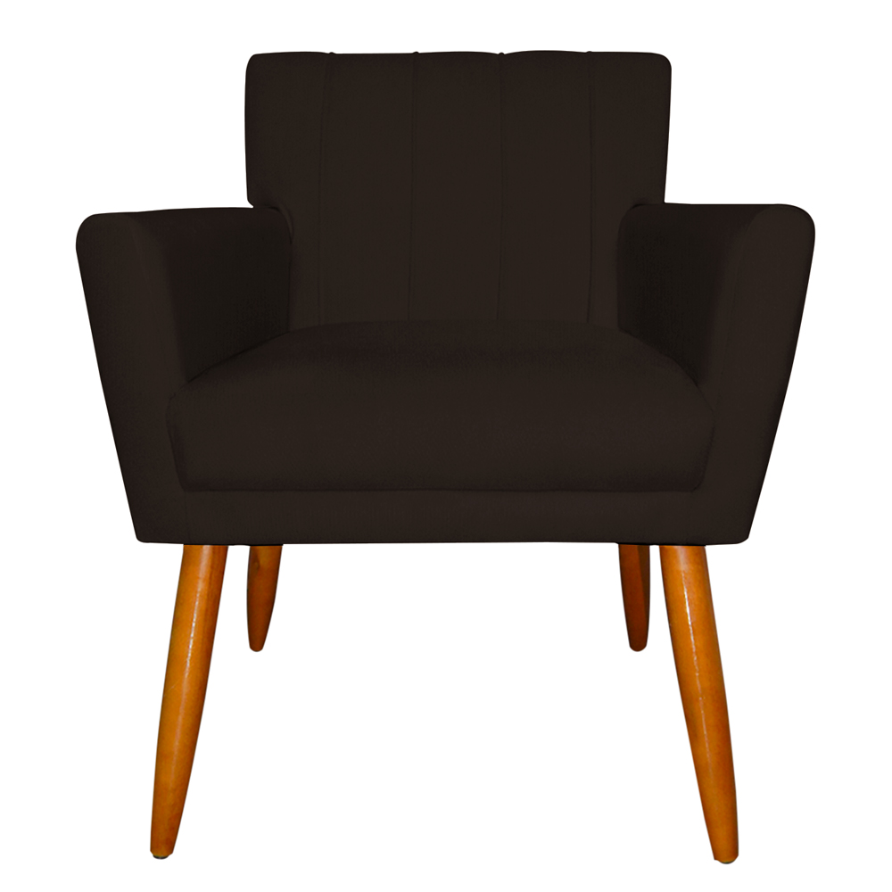 Poltrona Decorativa para Sala de Estar Cecília Suede Marrom - Montanaris Decor