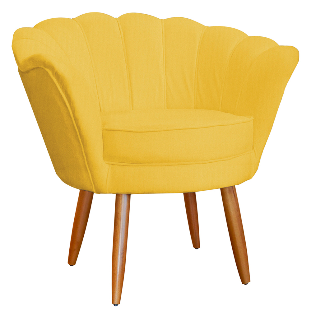 Poltrona Decorativa para Sala de Estar Charm Suede Amarelo - Montanaris Decor