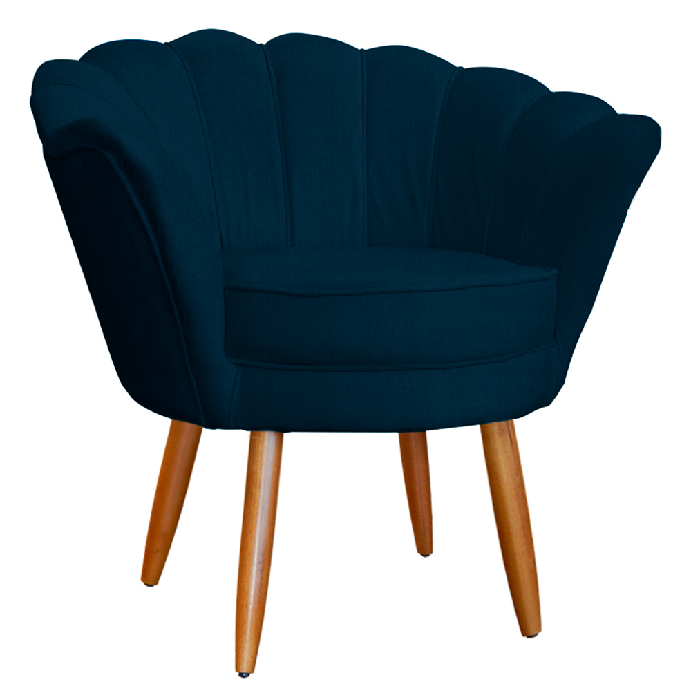 Poltrona Decorativa para Sala de Estar Charm Suede Azul Marinho - Montanaris Decor