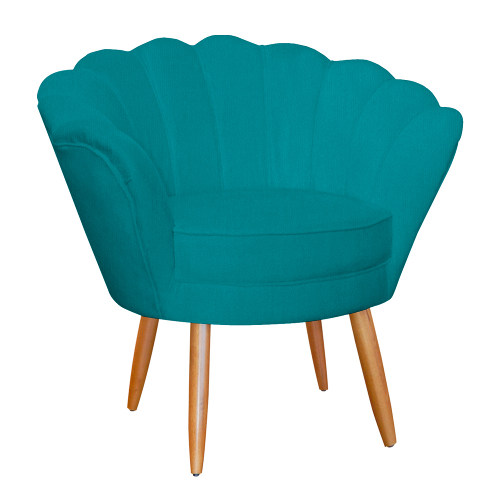 Poltrona Decorativa para Sala de Estar Charm Suede Azul Turquesa - Montanaris Decor