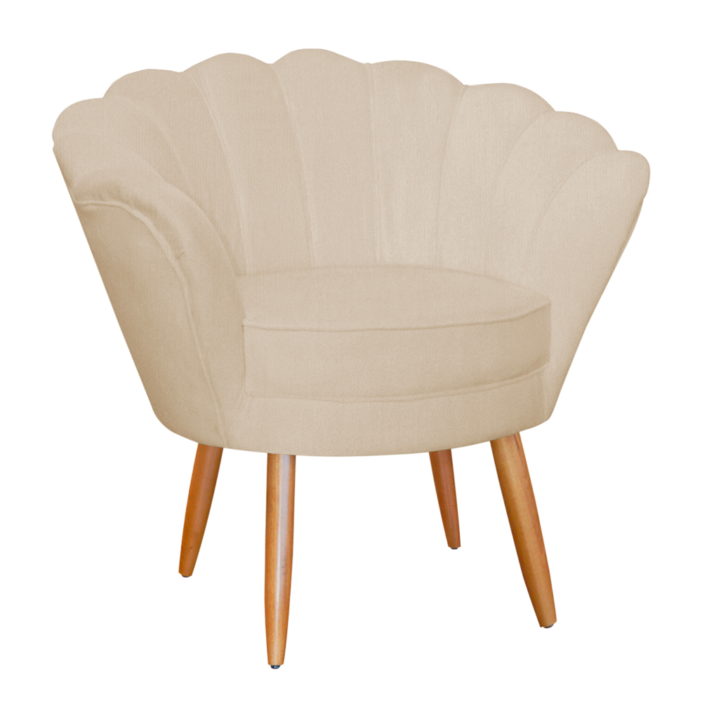 Poltrona Decorativa para Sala de Estar Charm Suede Bege - Montanaris Decor