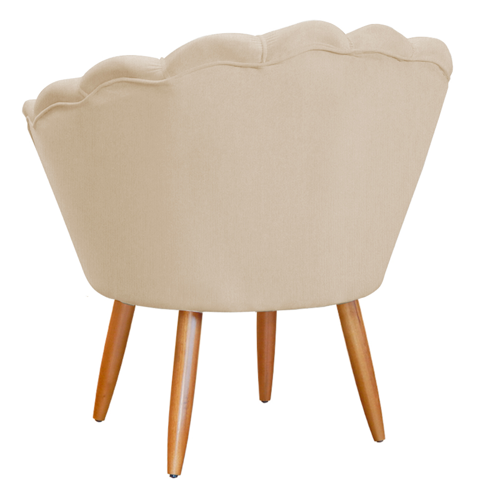 Poltrona Decorativa para Sala de Estar Charm Suede Bege - Montanaris Decor