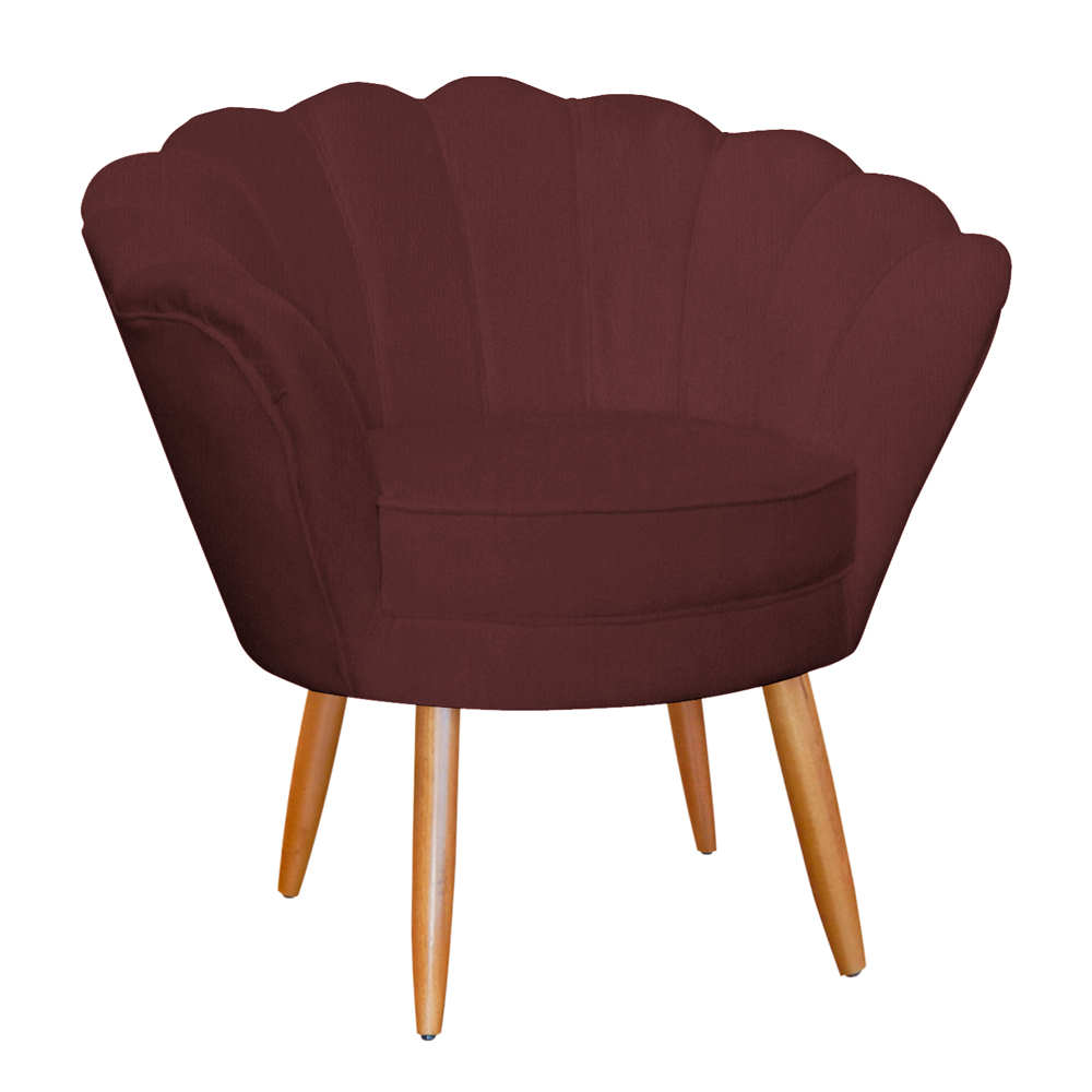 Poltrona Decorativa para Sala de Estar Charm Suede Bordô - Montanaris Decor