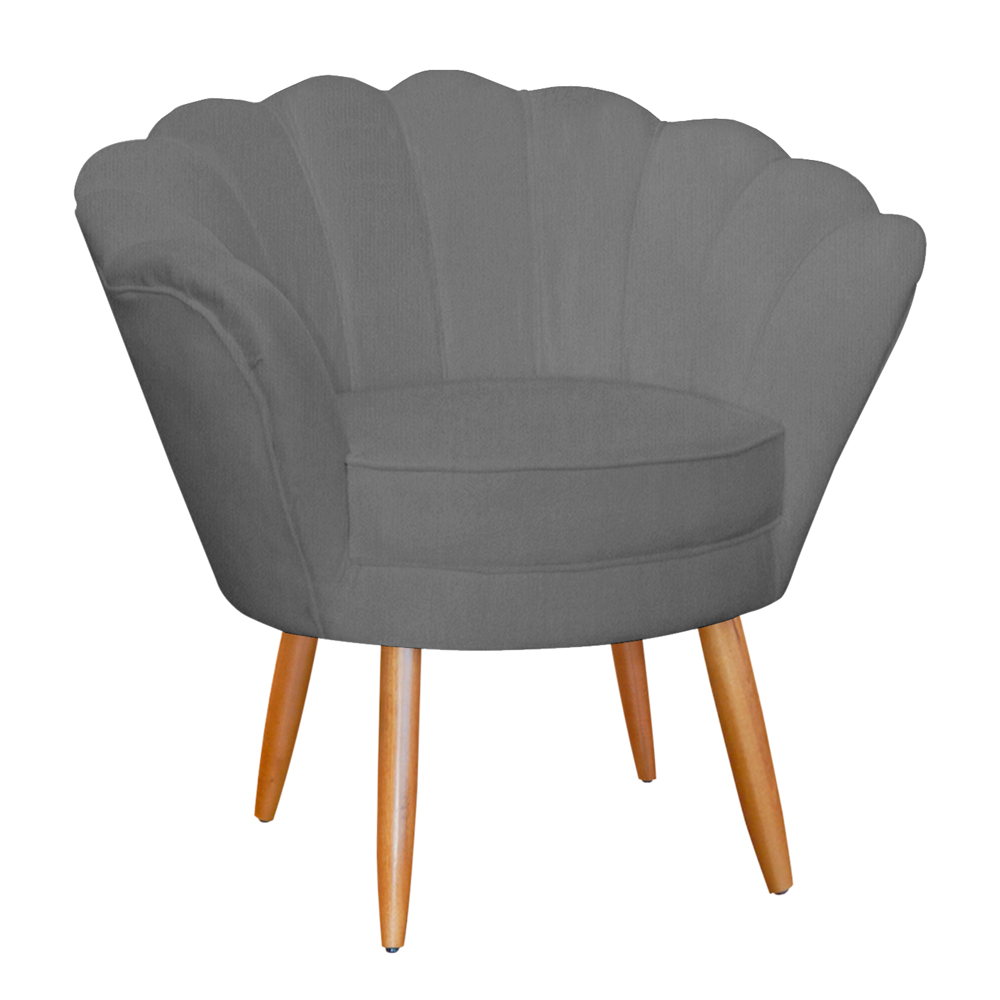 Poltrona Decorativa para Sala de Estar Charm Suede Cinza - Montanaris Decor