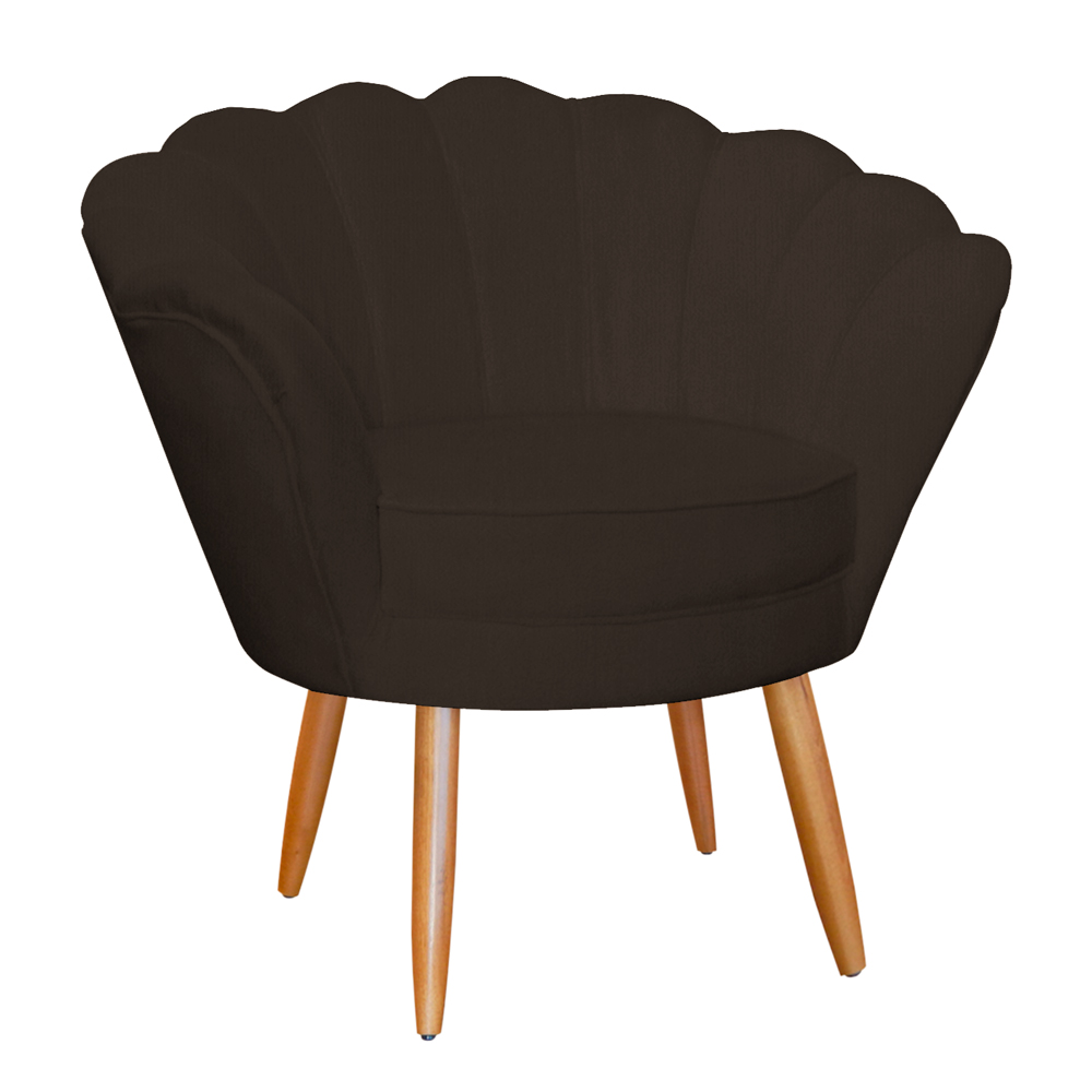 Poltrona Decorativa para Sala de Estar Charm Suede Marrom - Montanaris Decor
