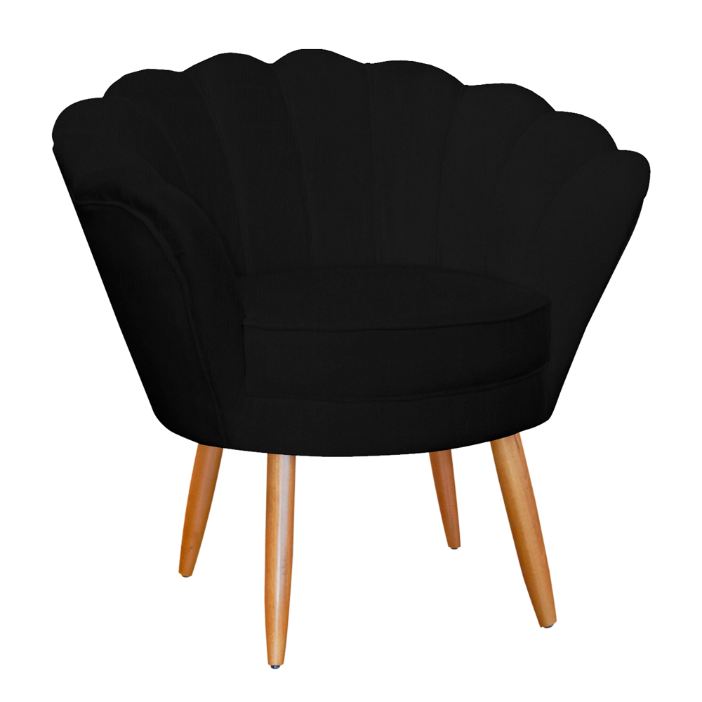 Poltrona Decorativa para Sala de Estar Charm Suede Preto - Montanaris Decor